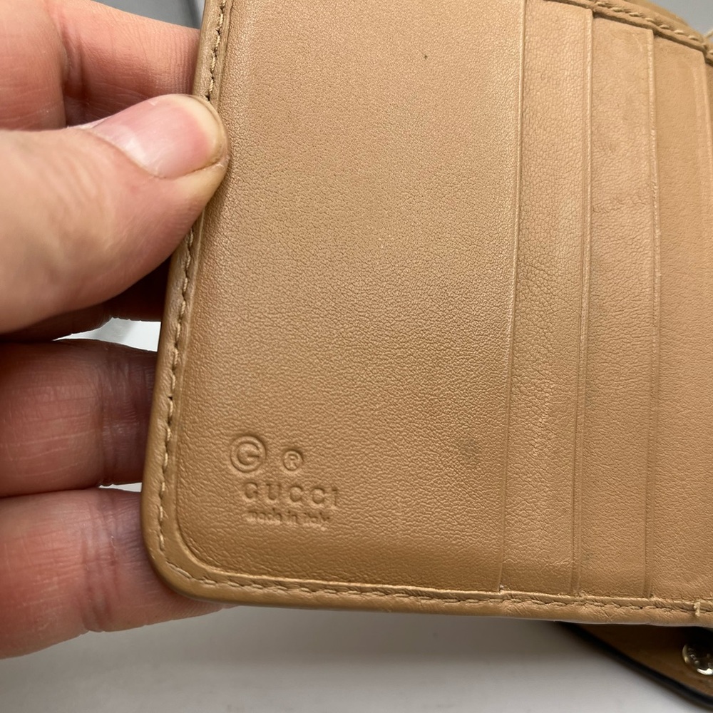 Auth Gucci Shima Micro Gucci Sima Bifold Compact Wallet light brown leather - Picture 7 of 11